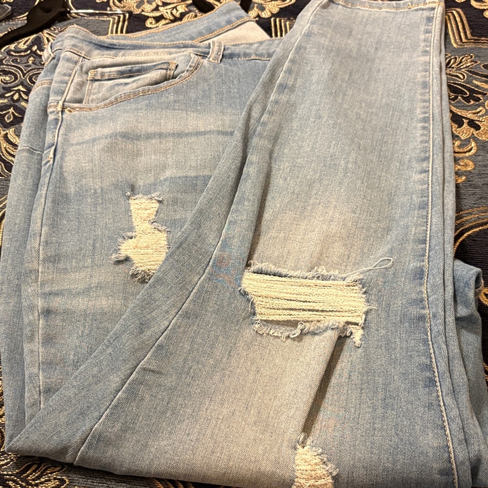 Wax Jean Light Blue Distressed Skinny Jeans